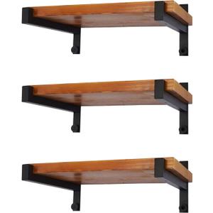 6 Pcs Heavy Duty Shelf Brackets 12 Inch Wall Mounted Industrial Metal Shelving Supports with Lip (Black)