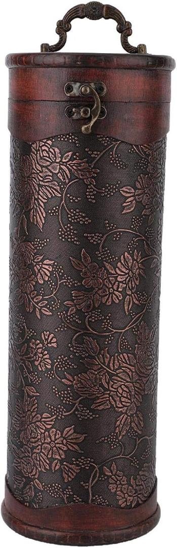 Tyenaza Vintage Decorative Wine Box, Wooden Wine Storage Case Bottle Gift Box with Antique Finish, 13.4 x 4.5 x 4.3 Inch