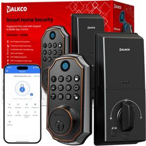VALKCO Smart Door Lock V5O5BF, Keyless Entry Door Lock with Keypad and Bluetooth App Control, Fingerprint Deadbolt, Smart Door Lock for Front Door, Auto Lock, IP54 Weatherproof, Easy Installation.