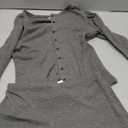 MakeMeChic Women's 2 Piece Spring Outfits Long Sleeve Crew Neck Button Down Shirt and Shorts Matching Set (Grey, Small)