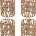 Giutna 4-Pack Boho Rattan Lamp Shades,5.9" H x 4.7" D Woven Small Shade Replacement 3-Tier 1.62in Fitter Farmhouse Pendant Light Cover for Chandelier Floor Wall Lamp(Brown)
