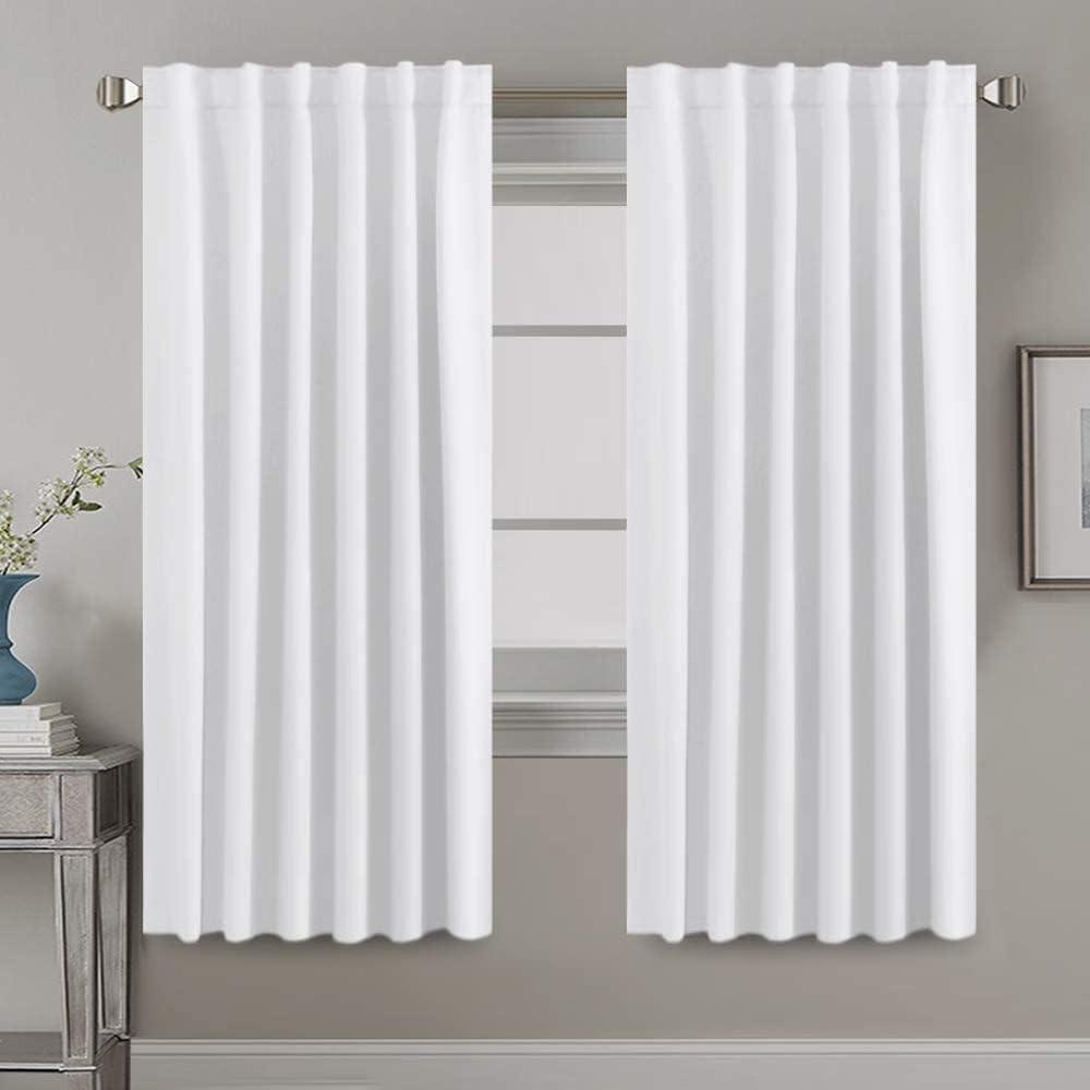 H.VERSAILTEX White Curtains Thermal Insulated Window Treatment Panels Room Darkening Privacy Assured Drapes for Living Room Back Tab/Rod Pocket Bedroom Draperies, 52 x 72 Inch, 2 Panels