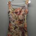 Women's Floral Jacquard Dresses Adjustable Strap Sundress A-Line Tank Mini Dress (Medium)