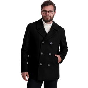 Nautica Men's Classic Double Breasted Peacoat (Large, Black)