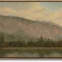 ARPEOTCY Extra Large Framed Wall Art for Living Room, Vintage Mountain Neutral Country Farmhouse Decor, Landscape Canvas Prints, Scenery Long Picture for Bedroom Above of Bed, 20x40inch