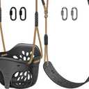 SELEWARE Toddler Swing Set Accessories High Back Full Bucket Swing Seats w/Adjustable Rope and 4 Locking Carabiners, Cute Elephant Shape Design 600LB Capacity (2 Pack) (Black)