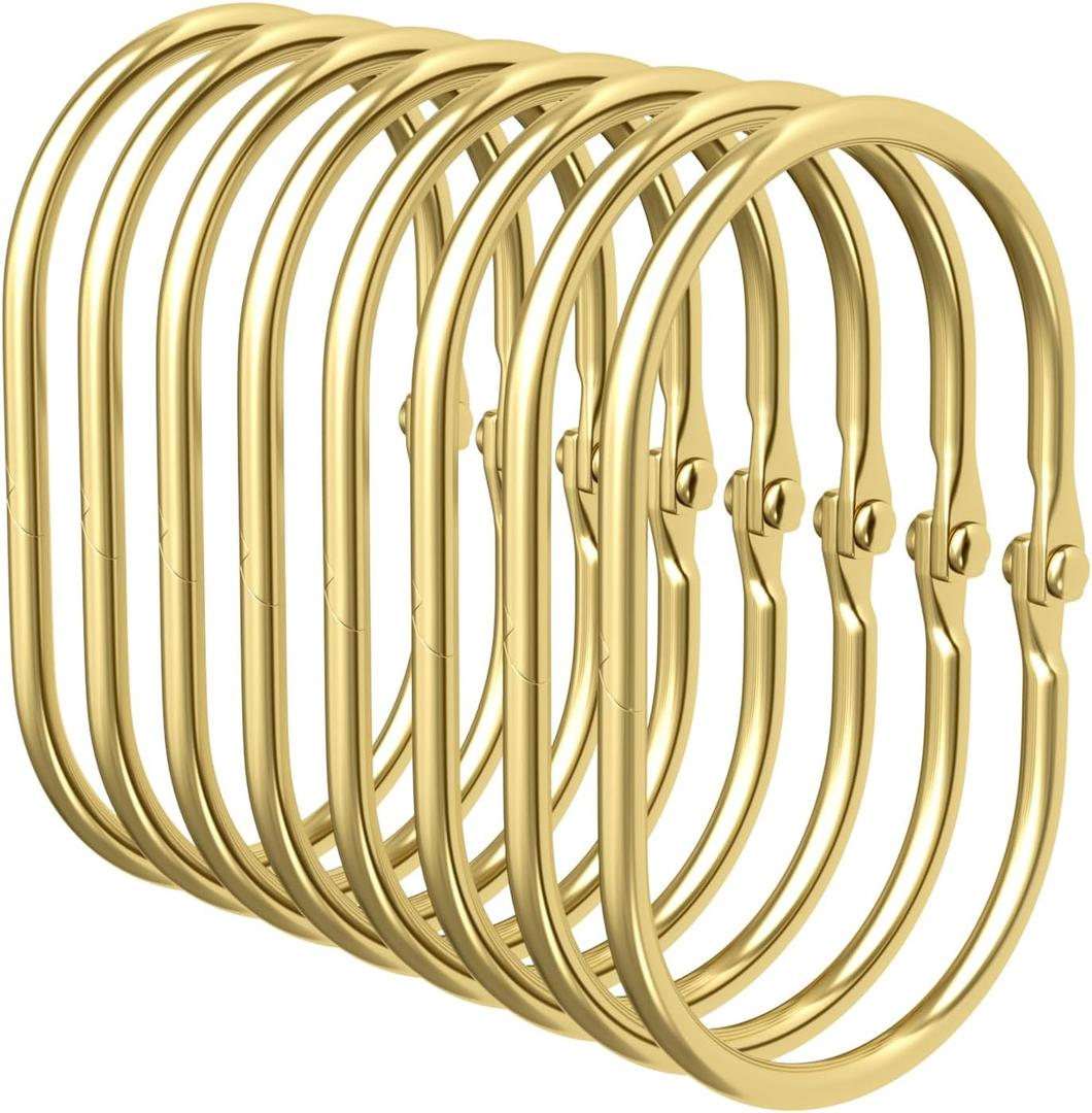 Bathway Shower Curtain Rings Gold Shower Curtain Hooks Anti-Drop Shower Rings for Curtain, Metal Shower Curtain Rings Rust Proof, Shower Hooks for Shower Curtain Rod, 12 Pcs Gold Curtain Rings