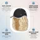 Qlenkay Waterproof Baseball Cap Attached with Curly Wavy Bob Hair Soft Crown Adjustable Quick Dry Hat Wig 14in Short Synthetic Hairpiece for Women Bleach Blonde