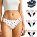 Period Underwear for Teen Girl - Brief Style Seamless Teen Girl Period Underwear Heavy Flow Leak Proof 3pcs Panties (White, XXL)