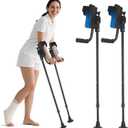 3-Angle Adjustable Forearm Crutches for Adult, Folding Crutches with EVA Elbow Support and Extra-Wide Non-Slip Rubber Pads for Leg Injury, Surgery Recovery, Disabled (1 Pair)