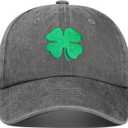 St Patricks Day Hat for Men Women, 4 Leaf Clover Ireland Irish Hat, Adjustable Shamrock Irish Cap (Green)