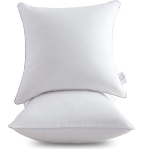 Oubonun 18x18 Inch Throw Pillow Inserts (Set of 2) - Decorative Pillows for Sofa, Bed & Couch - Soft Fluffy Firm Sham Stuffer with Cotton Cover