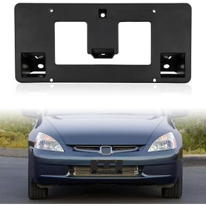 KEWISAUTO Front License Plate Frame for Honda Accord 4dr 06-07, Black Front Bumper License Plate Bracket Holder Cover for Honda Accord 4dr 2006 2007 Accessories (1PCS, Replace #71145-SDA-A10)