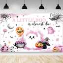 7x5ft Halloween Baby Shower Backdrop for Girls A Little Boo is Almost Due Pink Background Decorations Halloween Cute Ghost Boo Newborn Baby Party Photo Booth Props