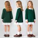 Little Bitty Girls Long Sleeve A-Line Tulle Princess Dress, Midi Length Casual Party Ribbed Knit Top Tulle Skirt 4-13 Years (L)