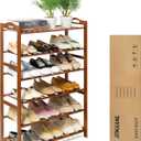 RMXANL 6 Tier Bamboo Shoe Rack, Free Standing Shoes Rack Shoe Shelf Shoe Organizer for Closet, Entryway, Bedroom, Living Room, Front Door, Studio, Bathroom