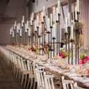 39.8''Matte Black Candle Holder with Acrylic Shades Tall 5 Arm Candelabra Black Table Centerpiece for Wedding Living Dining Room Fireplace Decoration Fit 0.98''LED Taper Candle