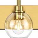 IZORRO Bathroom Light Fixtures, 5-Light Brushed Gold Vanity Light, Modern Wall Sconces with Globe Clear Glass Shade, Vanity Lighting Fixtures Over Mirror,E26 Bulb Socket