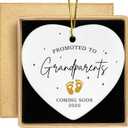Grandparents Gifts - First Time Grandparents Gifts for Grandma, Grandpa - Baby Pregnancy Announcement Ornament for New Grandma - Grandpa to Be Ornaments 2026 - Ceramic Hanging Ornament