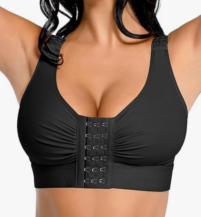 FeelinGirl Post Surgery Compression Bra for Women's Front Closure Bra with Adjustable Straps Wirefree S
