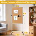 Rolling Whiteboard Corkboard Combo with Stand 24"x40", Double-Sided Mobile Dry Erase Bulletin Board on Wheels, Reversible Height Adjustable Standing Board for Home & Office