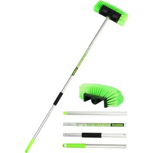 Jisejima Five-Sided Car Wash Brush with Long HandleSoft Bristle Scrub Cleaning Mop with Extendable Handle for Car, SUV, Truck, Caravan, Boat, House Siding, Sweep Snow 60/151cm