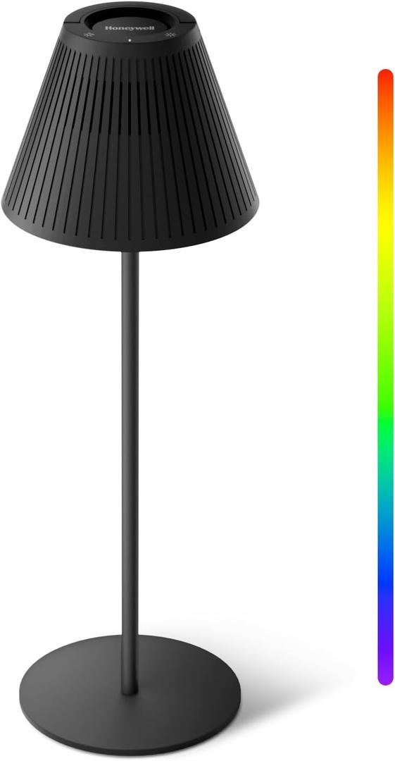 Honeywell M1 Cordless Small Table Lamp Rechargeable, 5200mAh Battery Operated LED Table Lamp, 4 Color 9RGB Stepless Dimmable Touch Control Night Light for Bedroom Restaurant Bedside (1, Black)