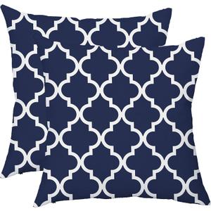 TAOSON Pack of 2 Canvas Throw Cushion Cover Pillow Covers Cases for Couch Sofa Home Decor Modern Quatrefoil Accent Geometric with Hidden Zipper Closure Only Cover 18 x 18 Navy Blue White TAOSON Pack of 2 Canvas Throw Cushion Cover Pillow Covers Cases for Couch Sofa Home Decor Modern Quatrefoil Accent Geometric with Hidden Zipper Closure Only Cover 18 x 18 Navy Blue White