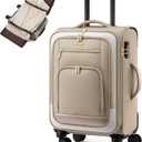LOVEVOOK 49L Carry on Luggage 22x14x9 Airline Approved, 22 Inch Large Rolling Suitcase with Suit Folder & Spinner Wheels, Lightweight Underseat Carryon Luggage for Women Travel Business with TSA Lock (Khaki-beige)