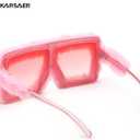 Karsaer Vision Plush Fuzzy Flat Top Fashion Square Large Shades Punk Soft Velvet Shade Party Eyewear (Pink)