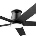 wurzee 60 inch Flush Mount Ceiling Fan Black Ceiling Fans with Lights 6 Speeds DC Reversible Motor, Timing, Dimmable, 5 Blades for Study, Nursery, Indoor Patio Porch Garage Shop
