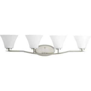 Progress Lighting P2007-09 Bravo Collection Etched Glass Modern Bath Vanity Light, 4-Light, Brushed Nickel