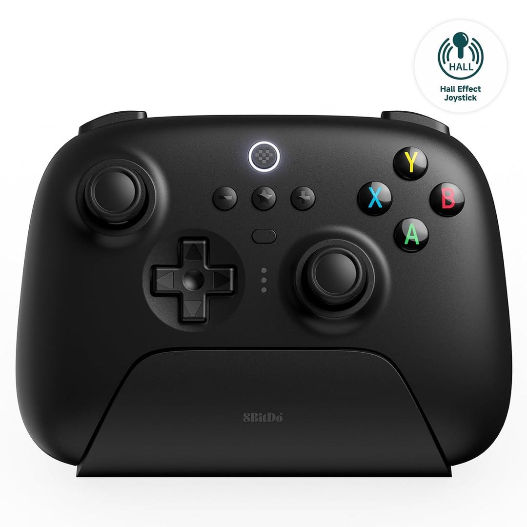 8Bitdo Ultimate 2.4G Wireless Controller, Hall Effect Joystick Update, Gaming Controller with Charging Dock for PC, Android, Steam Deck &amp; Apple (Black)
