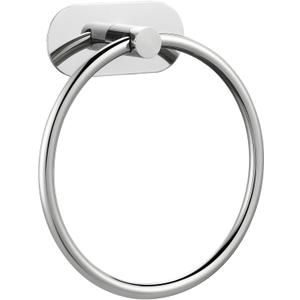 Self-Adhesive Towel Ring for Bathroom, No Drilling Stainless Steel Rustproof Hand Towel Holder, Wall Mounted Bathroom & Kitchen Towel Hanger with Strong Adhesive, Modern Bath Organizer Chrome (1 Pack)