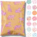 Pretty Package Store 6x9 Designer Poly Mailer 100 Pack Heavy Duty Waterproof Self Seal Shipping Bags for Small Business Large Mailing Envelopes Bulk Tear Resistant Packaging Pink Orange Leopard