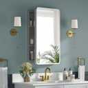 Bathroom Medicine Cabinet with Mirror 16 x 24 Inch, Silver Medicine Cabinet Recessed or Surface Wall-Mounted, Mirrored Cabinets with 2 Adjustable Shelves for Bathroom Vanity
