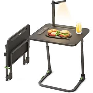 SAIJI Upgraded Small Folding Table, Height & Tilt Adjustable Sturdy TV Dinner Tray Tables, Multifunction TV Trays for Eating, Working, Crafting on Couch & Bed, Living Room Laptop Desk, Large