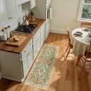 RELEANY Area Rugs 2'x5' Runner Rug Non Slip Washable for Kitchen Hallway Bedroom Beside Laundry Room Bathroom Rug, Floor Carpet, Brick Red Rust Neutral Brown Burnt Orange Green