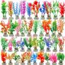 Tigeen 80 Pcs Aquarium Fish Tank Decorations Aquatic Artificial Colorful Fish Tank Accessories Aquarium Plants Small to Large Size Style Lifelike Plants Decor for Household Office DIY