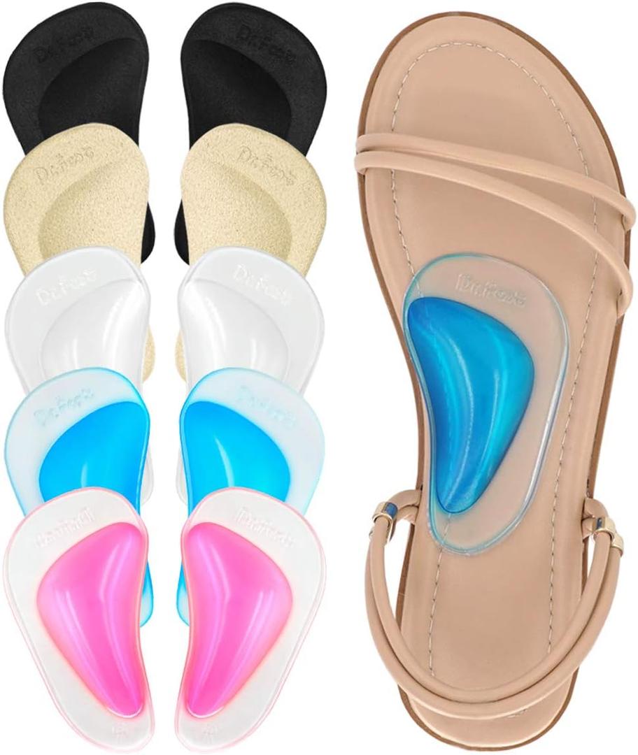 Dr. Foot's Arch Support Shoe Inserts for Flat Feet, Plantar Fasciitis, Adhesive Arch Pads for Relieve Pain for Women & Men (5 Colors)