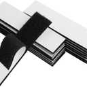 6 x Melsan 1x4 inch Hook and Loop Strips with Adhesive - 15 Sets, Strong Back Adhesive Fasten Mounting Tape for Home or Office Use - Instead of Holes and Screws, Black