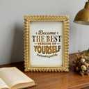Vintage Picture Frame 6x8 Antique Brass Gold Photo Frames Baroque Art Deco with Glass Front Tabletop Display & Wall Mount (6x8 Antique Gold)