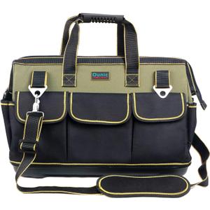 Tool Bag, Ounic 22 Inch Large Tool Bag Heavy Duty With Waterproof Molded Base, Wide Mouth Tool Tote Bag Tool Box Organizer with Adjustable Shoulder Strap for Him Men Husband Mechanic Engineer(Green)