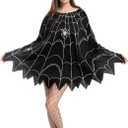 Spooktacular Creations Spider Costume Adult Woman, Halloween Poncho Costume, Spider Web Dress Poncho Outfit (Standard)