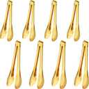 8 Pcs Gold Tongs for Serving Food, 9 & 12 Inch Stainless Steel Buffet Tongs - Gold Serving Utensils for Parties, Catering, Restaurants, Kitchen & Home Entertaining