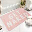 ChezMax Get Naked Bath Mat, Non-Slip Microfiber Shower Mat, Cute Absorbent Shower Rug, Funny Bathroom Decor for Bathtub, Pink and White Bathroom Rug, Machine Washable 20"X32"