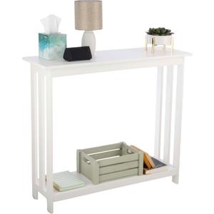 Slim Console Table - 39in x 11.8in Narrow Entryway Table - 2-Tier Sofa Table with Open Storage Shelf - Console Tables for Entryway, Hallway, and Foyer - Living Room Furniture by Lavish Home (White)