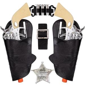 ArtCreativity Cowboy Toy Gun Holster and Belt 9 Piece Set for Kids. 2 Toy Pistols, 1 Sheriff Badge, 2 Gun Holsters, and 3 Play Bullets, 1 Adjustable Belt, Old Western Action Belt for Sheriff