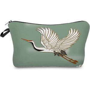 Women Travel Bag Crane Pattern Printed Cosmetic Bag Makeup Bag Small Pouch Gift for Women hz6335
