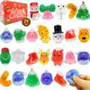 24Pcs Christmas Squishy for Party Favors Gifts, Stress Relief Toys for Goodie Bags Pinata Fillers, Stocking Stuffer for Kids, Treasure Box Carnival for Prizes Rewards, Fidget Squeeze Advent Calendar